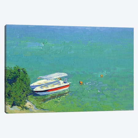 Boats At The Pier Blue Lagoon Canvas Print #SKZ161} by Simon Kozhin Art Print