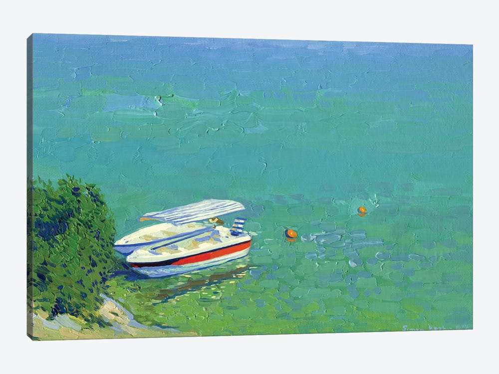 Boats At The Pier Blue Lagoon by Simon Kozhin 1-piece Canvas Artwork
