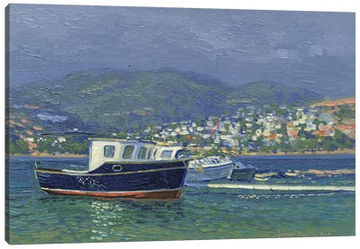 Fishing Longboat Canvas Art Print - Harbor & Port Art