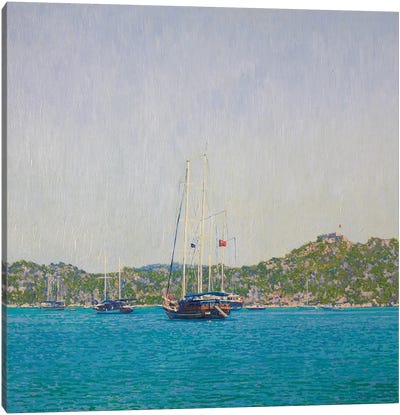 Yachts In The Simena Harbor Turkey Canvas Art Print - Simon Kozhin
