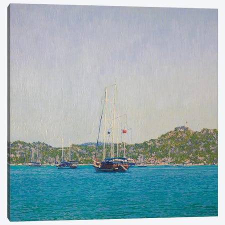 Yachts In The Simena Harbor Turkey Canvas Print #SKZ171} by Simon Kozhin Canvas Wall Art