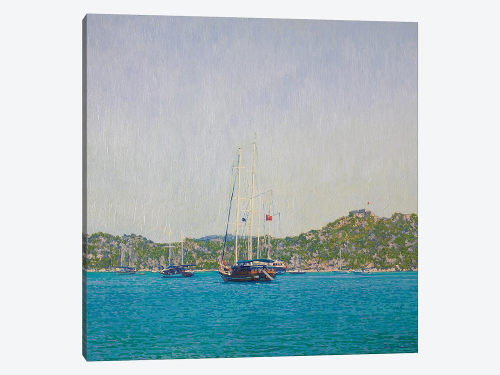 Yachts In The Simena Harbor Turkey by Simon Kozhin 1-piece Canvas Print