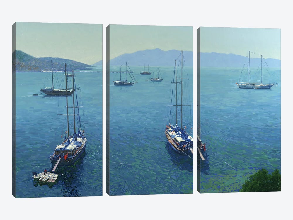 The Yachts Bodrum by Simon Kozhin 3-piece Canvas Print