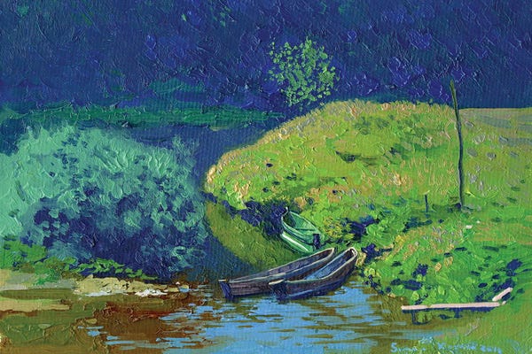 Simon Kozhin: Boats Chusovaya River Kyn Urals by Simon Kozhin