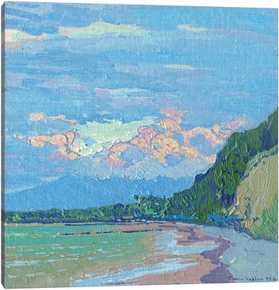 Evening Niforeika Beach Peloponnese Canvas Art Print - Pastel Impressionism