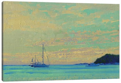 Sunset In The Green Lagoon Croatia Canvas Art Print - Simon Kozhin