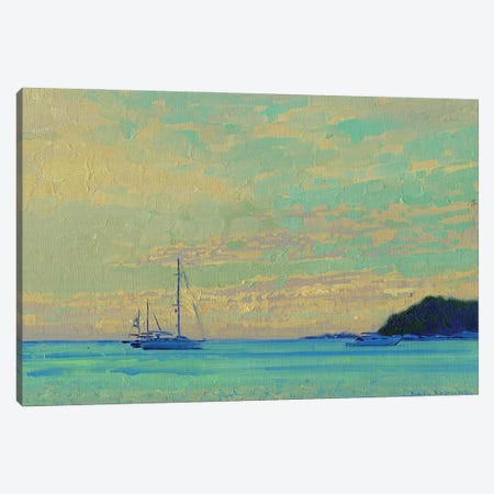 Sunset In The Green Lagoon Croatia Canvas Print #SKZ180} by Simon Kozhin Canvas Print