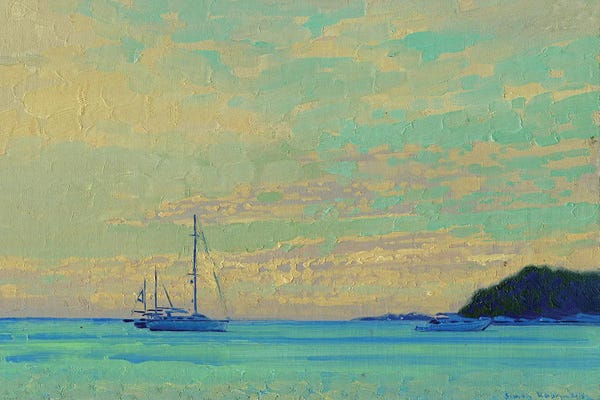 Simon Kozhin: Sunset In The Green Lagoon Croatia by Simon Kozhin