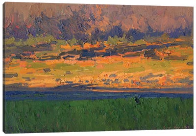 Sunset In The Field Chamzinka Canvas Art Print - Simon Kozhin