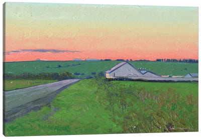 Sunset At The Farm Canvas Art Print - Pantone 2024 Peach Fuzz