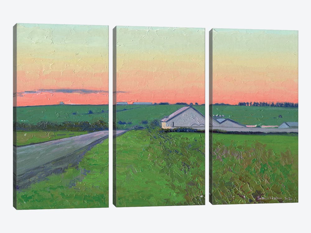 Sunset At The Farm by Simon Kozhin 3-piece Canvas Artwork