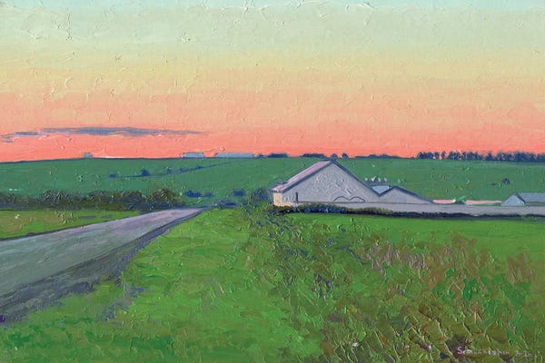 Plein Air Paintings: Sunset At The Farm by Simon Kozhin