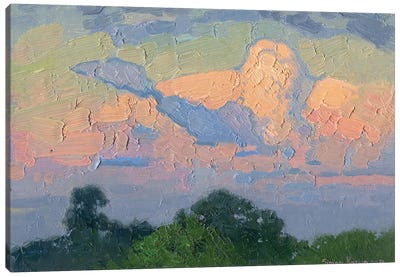 Clouds At Sunset Canvas Art Print - Pastel Impressionism