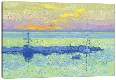 Dawn In Bali Yachts Canvas Art Print - Pastel Impressionism