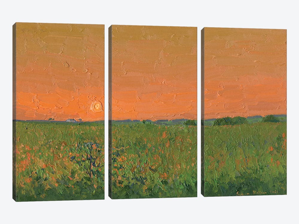 Orange Sunset Chamzinka by Simon Kozhin 3-piece Canvas Art Print