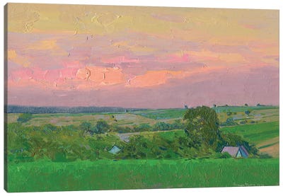Pink Sky Canvas Art Print - Countryside Art
