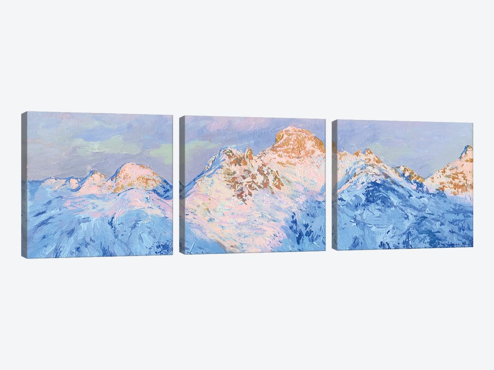 The Last Ray Swiss Mountains by Simon Kozhin 3-piece Canvas Artwork