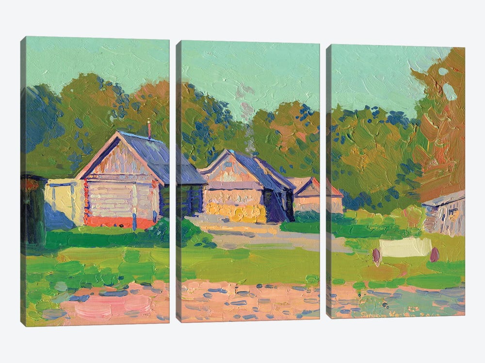 Bathhouses In The Evening Andreevskoe by Simon Kozhin 3-piece Canvas Wall Art