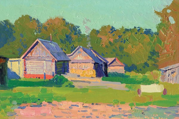 Simon Kozhin: Bathhouses In The Evening Andreevskoe by Simon Kozhin