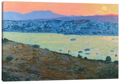Gumbet Bay On The Slope Of The Day Canvas Art Print - Turkey Art