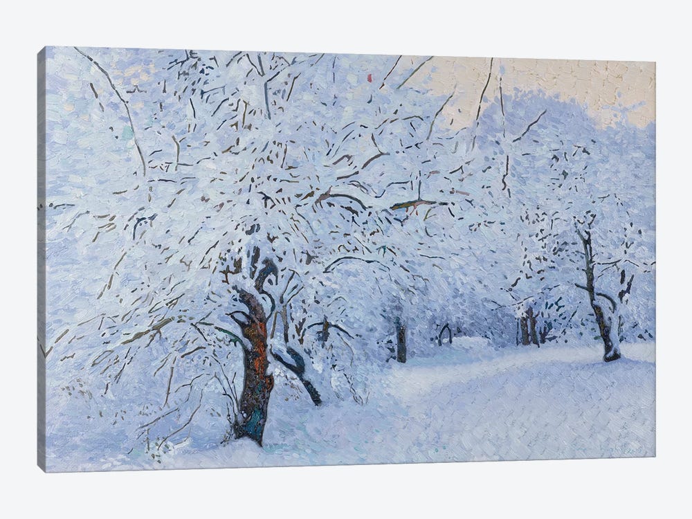 Snow Covered Garden In Kuzminki by Simon Kozhin 1-piece Canvas Artwork