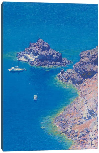 Harbor Santorini Island Canvas Art Print - Yachts
