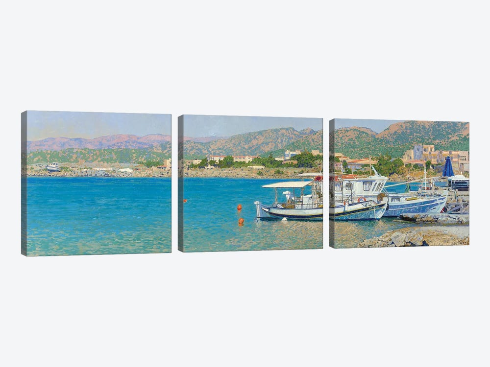 Gulf Of Malia Crete by Simon Kozhin 3-piece Canvas Wall Art