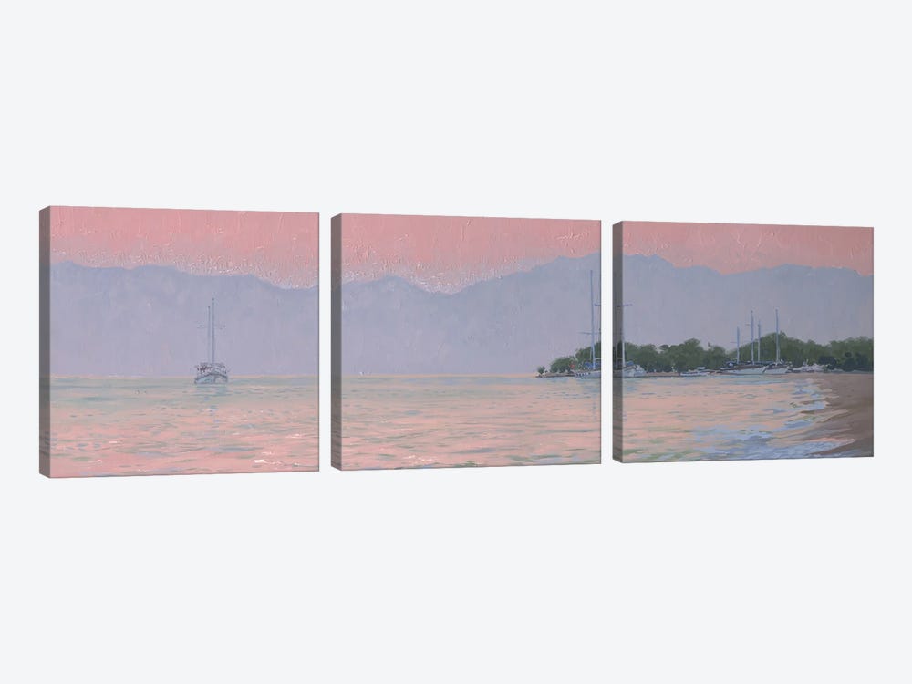 Sunset On The Sea by Simon Kozhin 3-piece Canvas Artwork
