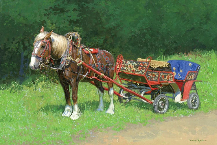 Study of the Red-Savras horse with a cart