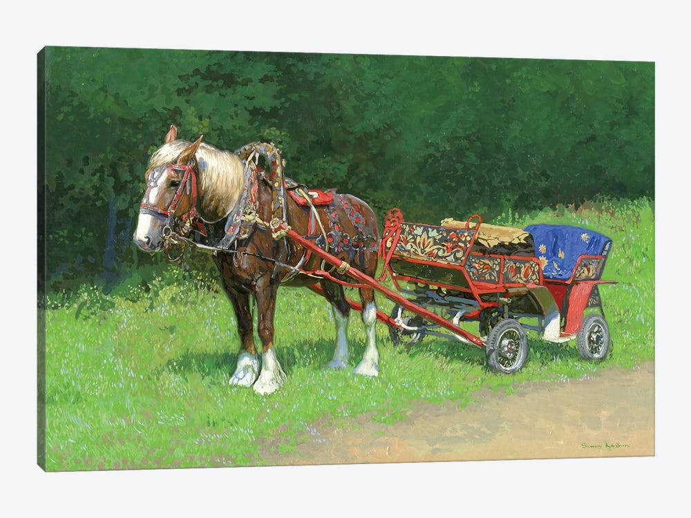 Study of the Red-Savras horse with a cart by Simon Kozhin 1-piece Canvas Art Print