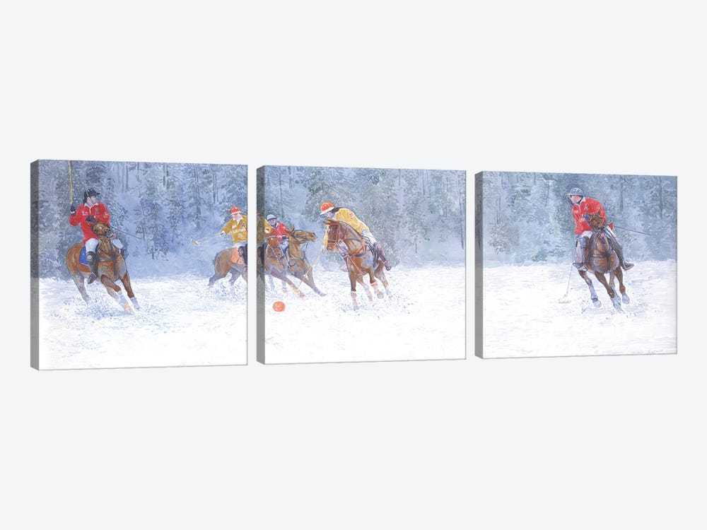 Polo Game. St. Moritz by Simon Kozhin 3-piece Canvas Art Print
