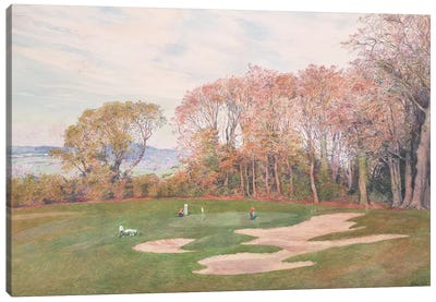 Powercourt Estate. Playing Golf Canvas Art Print - Golf Art