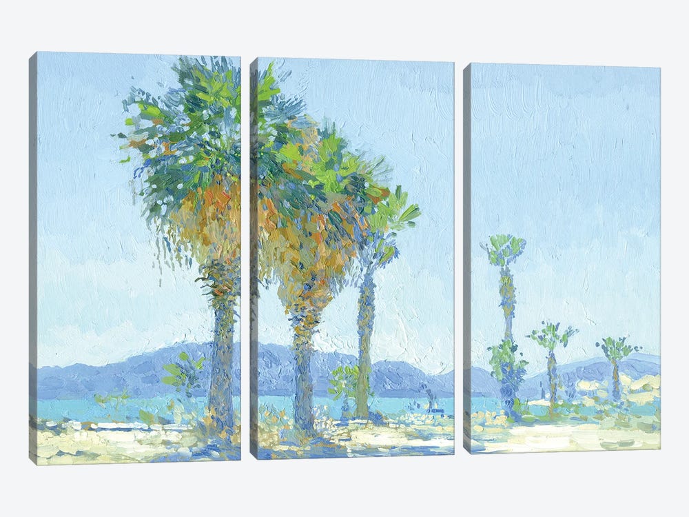 Palm Trees On The Beach Of Marmaris by Simon Kozhin 3-piece Canvas Wall Art