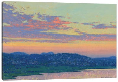 Sunset Kanone Corfu Greece Canvas Art Print - Pastel Impressionism