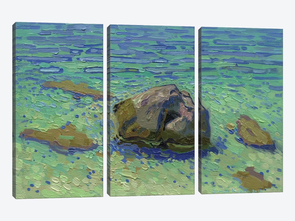 Pebbles In Azure by Simon Kozhin 3-piece Canvas Art Print