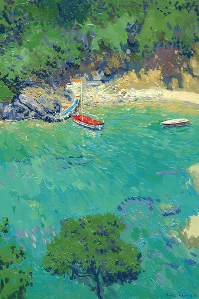 Simon Kozhin: Yacht At The Pier. Paleokastritsa by Simon Kozhin