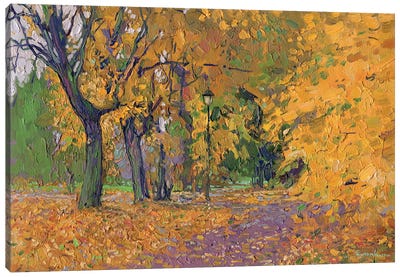 Maple Alley In Tsaritsyno Park. October Canvas Art Print - Russia Art