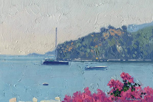 Bougainvillea: Bougainvillea And Yachts At Noon by Simon Kozhin