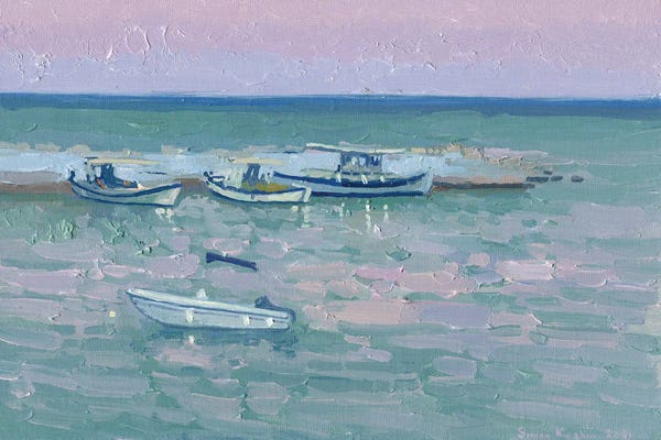 Harbors: It Is Getting Dark In The Port Of Bali Crete Greece by Simon Kozhin