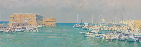 Harbors: Heraklion. View Of The Old Port And Kules Fortress by Simon Kozhin