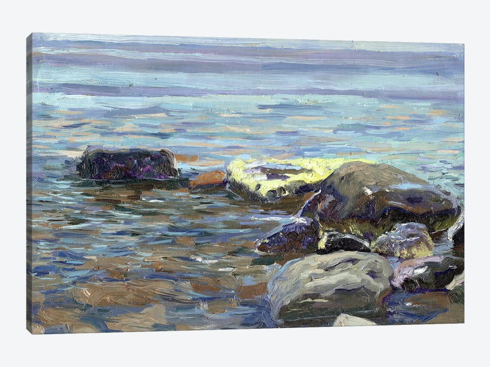 Stones On Black Sea by Simon Kozhin 1-piece Canvas Art Print
