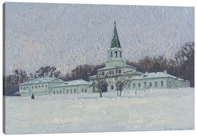 Kolomenskoye In Winter. Front Gate Canvas Art Print - Russia Art