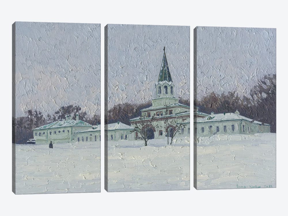 Kolomenskoye In Winter. Front Gate by Simon Kozhin 3-piece Canvas Print