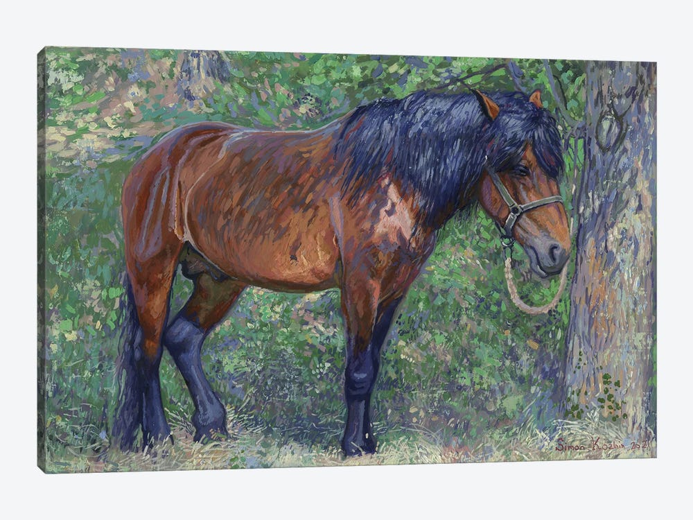 Horse In The Shade Of Trees by Simon Kozhin 1-piece Canvas Artwork