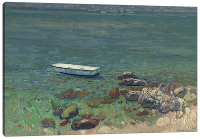Boat On The Rocky Shore Canvas Art Print - Simon Kozhin