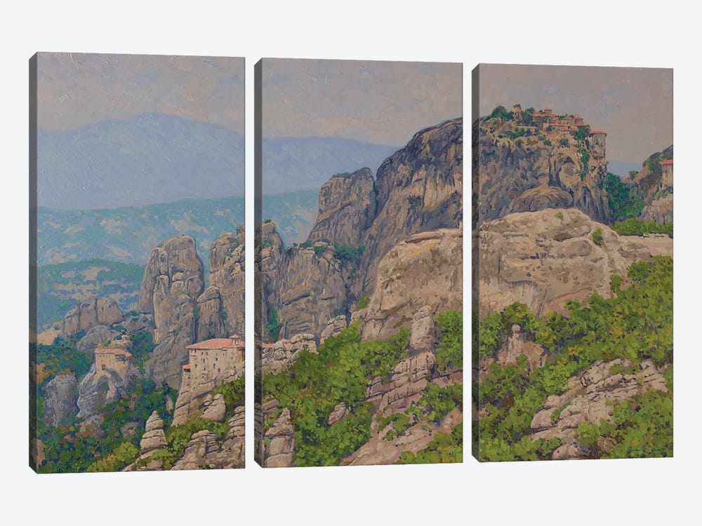 Meteora. Greece by Simon Kozhin 3-piece Canvas Art Print