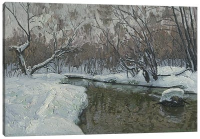 February In Kuzminki. Churilikha River Canvas Art Print - Russia Art
