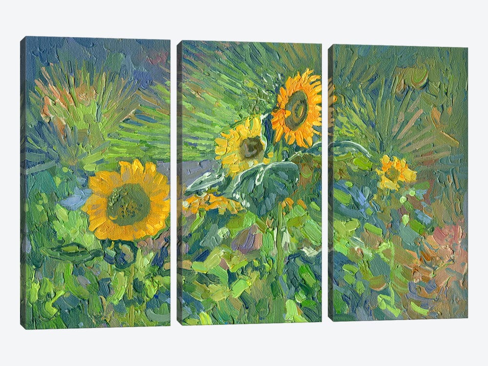 Sunflowers. Turunc by Simon Kozhin 3-piece Canvas Art