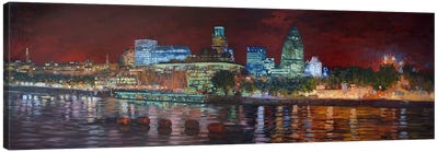 View Of The City From The Thames Canvas Art Print - Simon Kozhin
