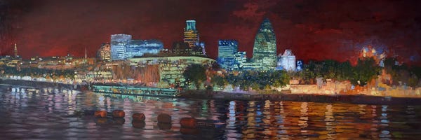 Simon Kozhin: View Of The City From The Thames by Simon Kozhin